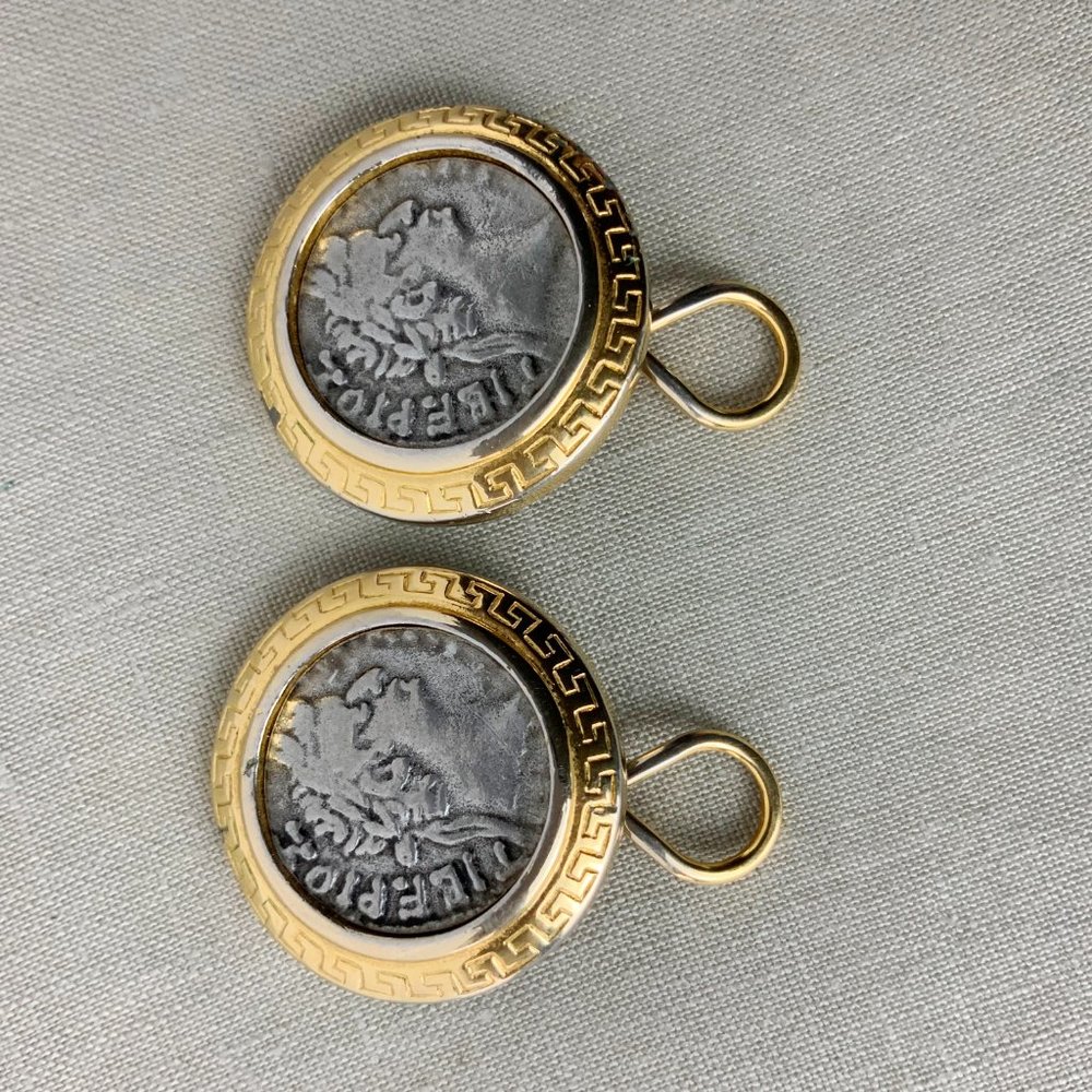 Vintage 80s Premier Designs Silver And Gold Tone Coin Clip On Earrings - Picture 13 of 16